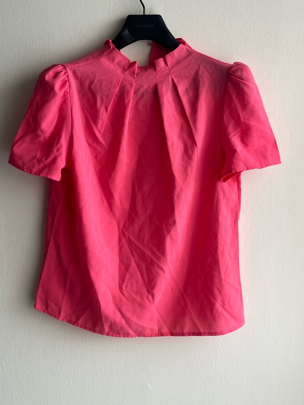 Shein Hot Pink Pleated Short-Sleeve Blouse size 4 Small Medium